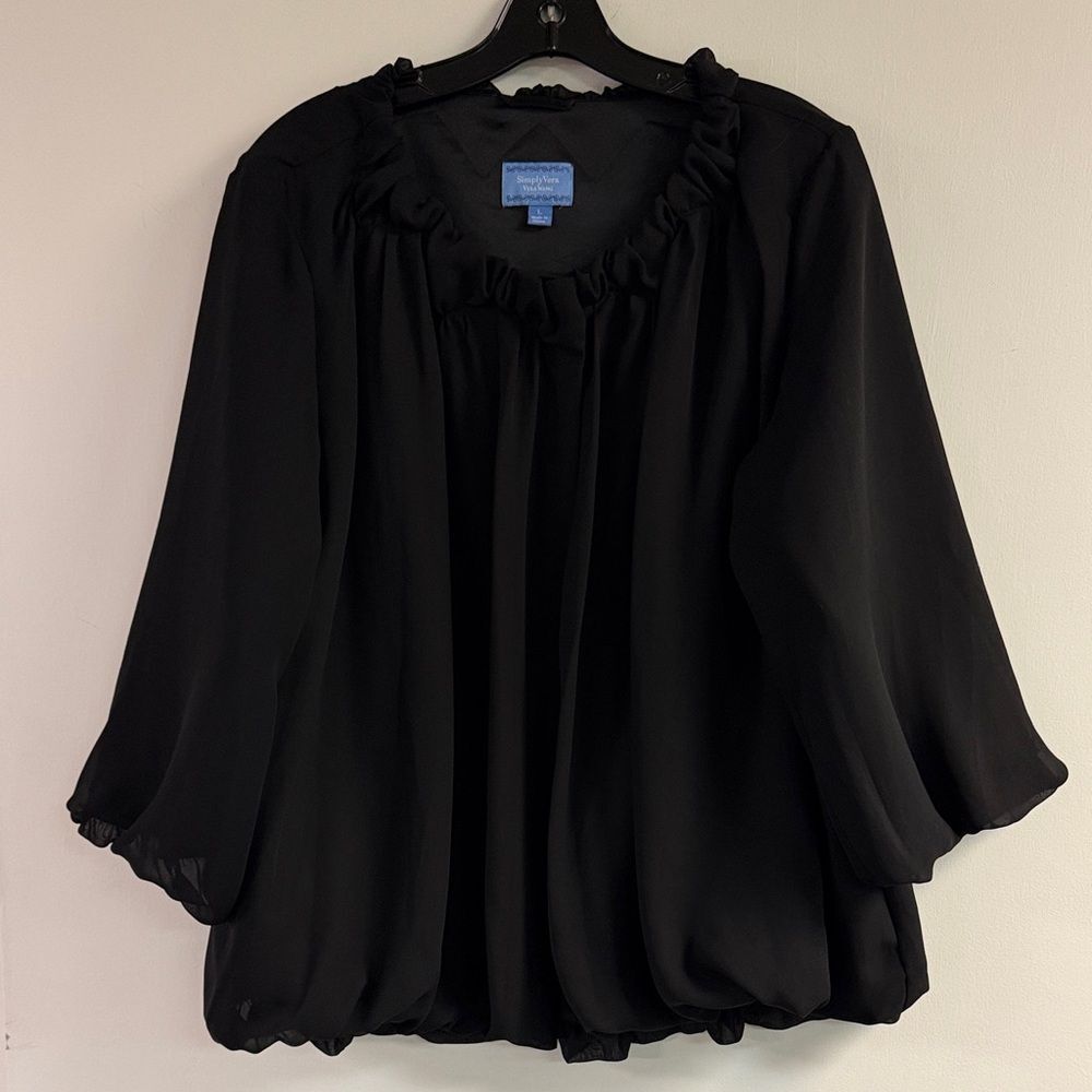 Simply Vera Wang Black Sheer Overlay Bubble Style Jacket Size L